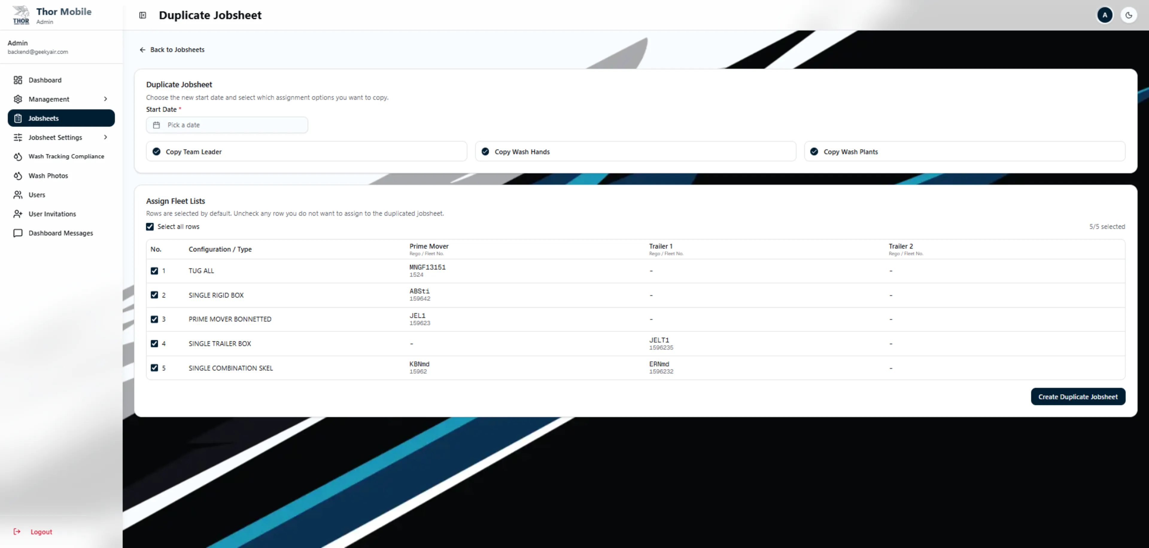 Duplicate Jobsheet