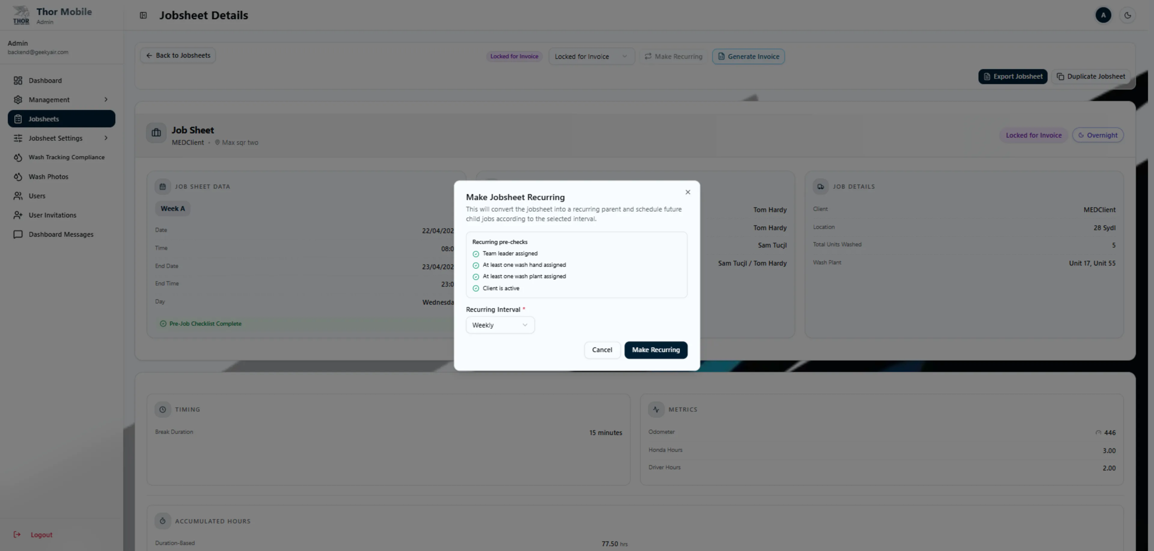 Make Jobsheet Recurring
