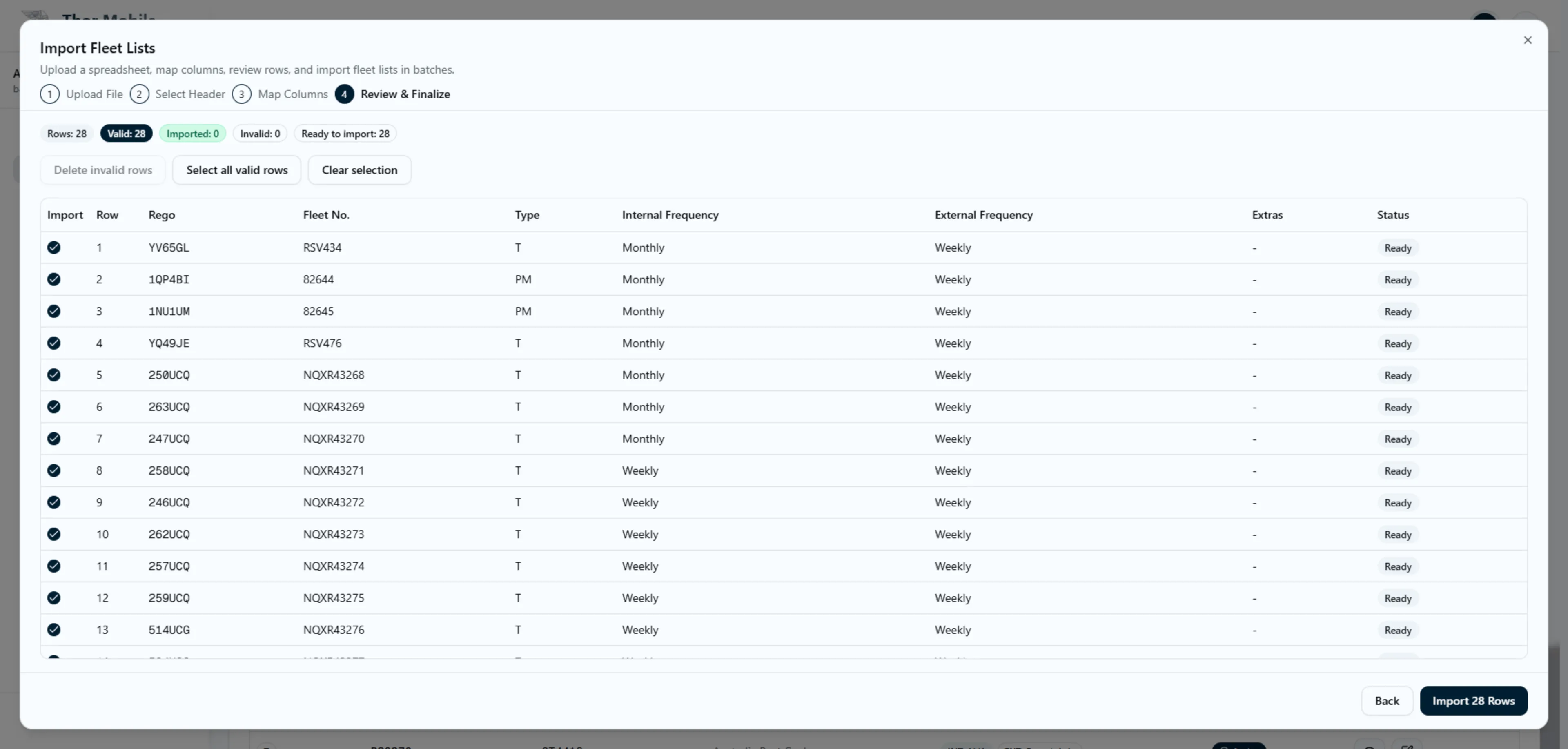 Bulk Import Fleet — Step 4 (Review & Finalize)