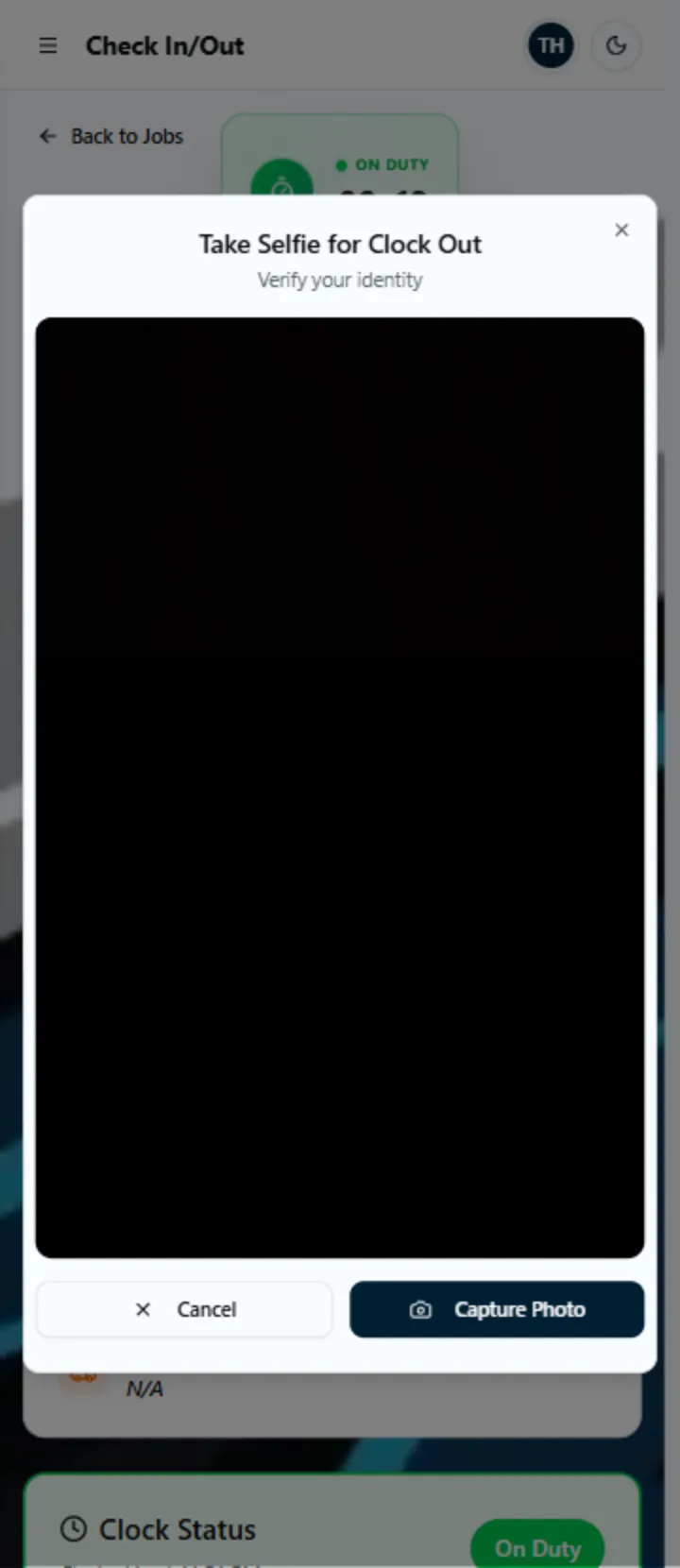 Check-out — Mobile Selfie View