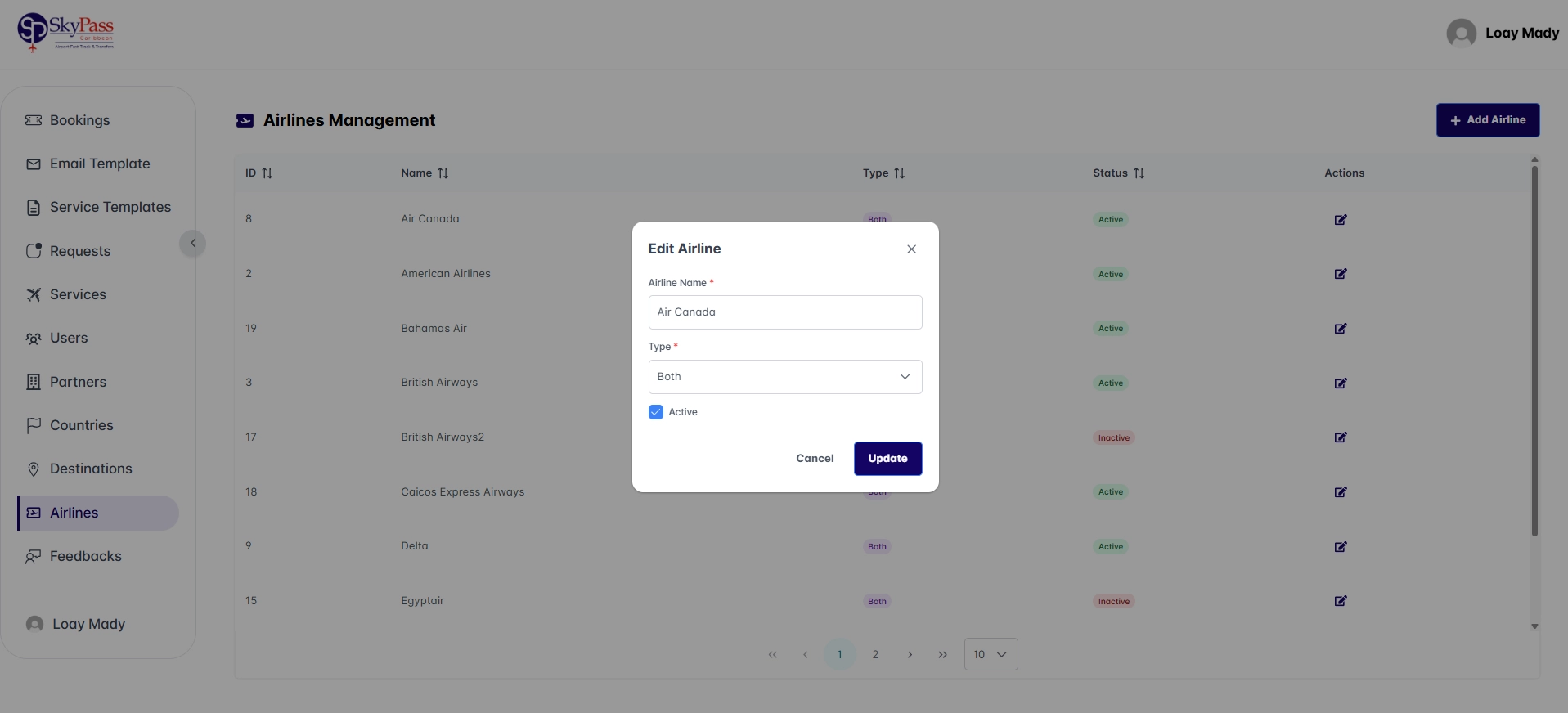 Add/Edit Airline Information