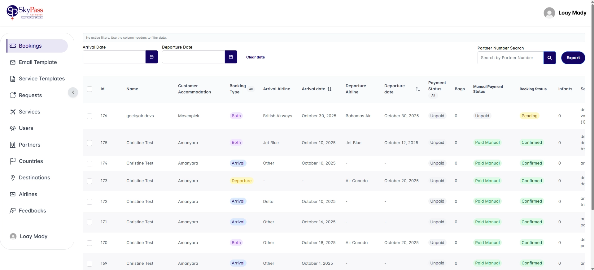 Bookings Management