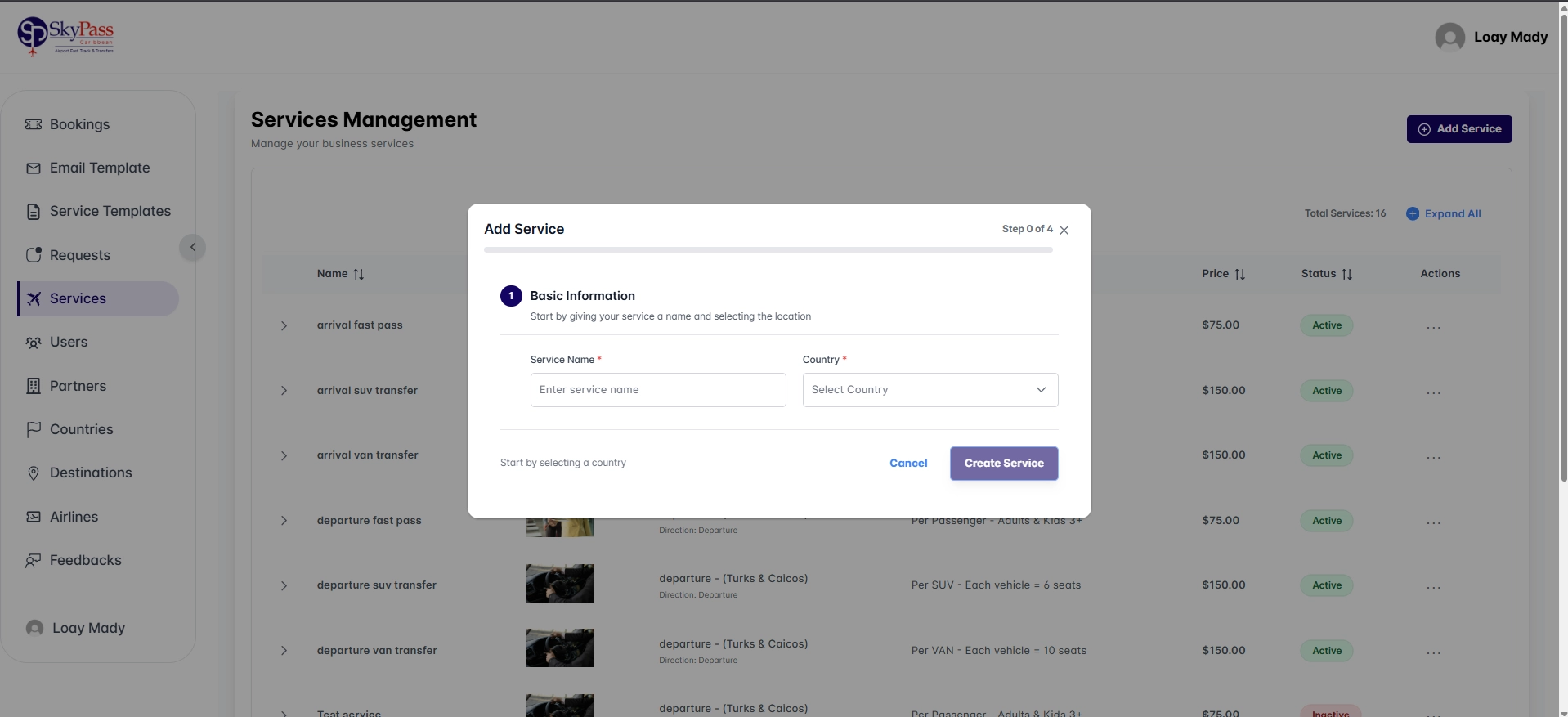 Create & Edit Services