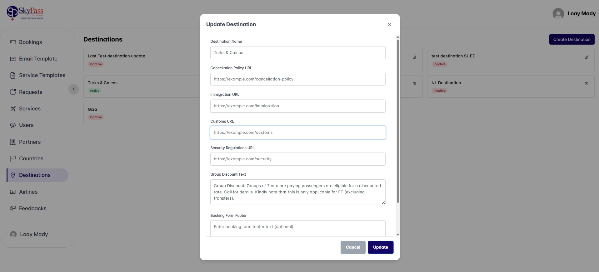 Destination Configuration