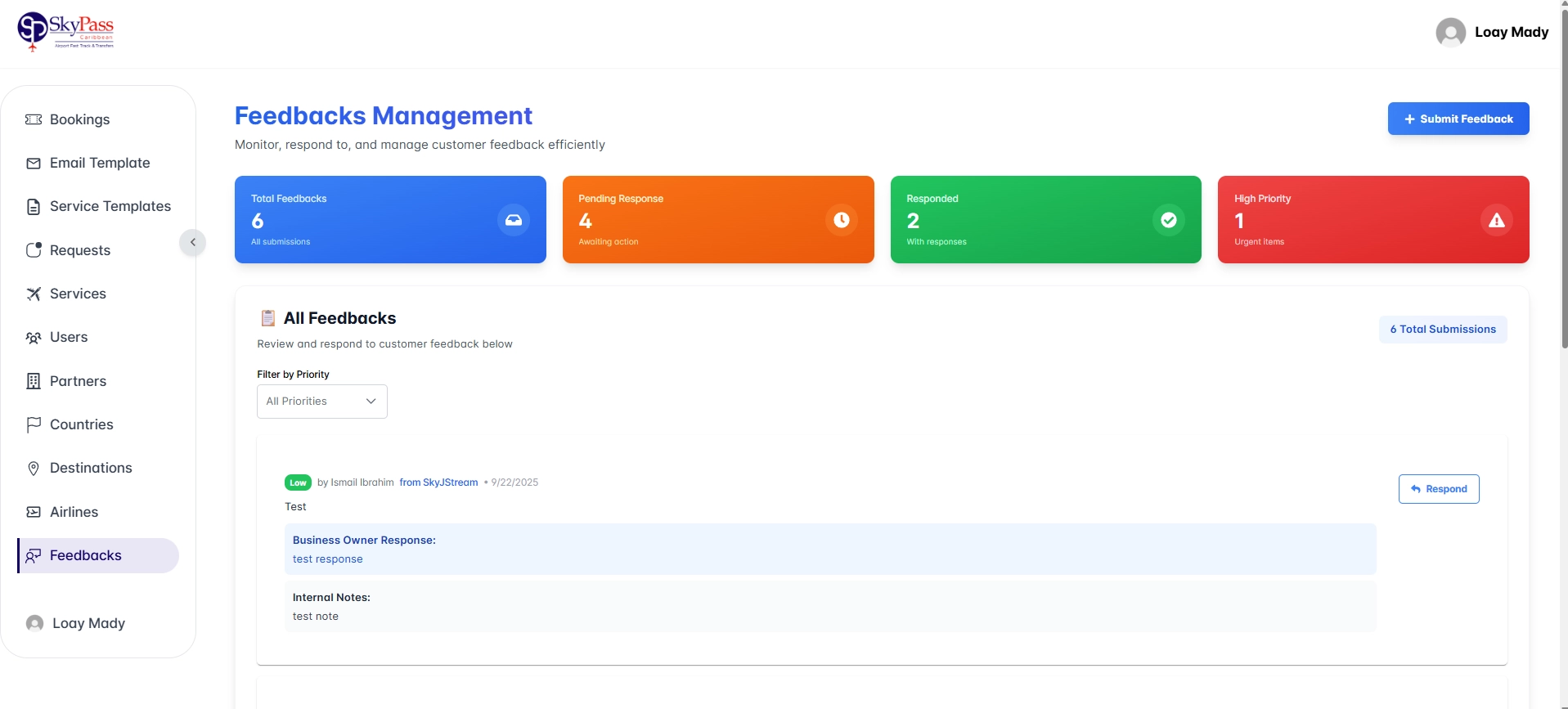 Internal Feedback Dashboard