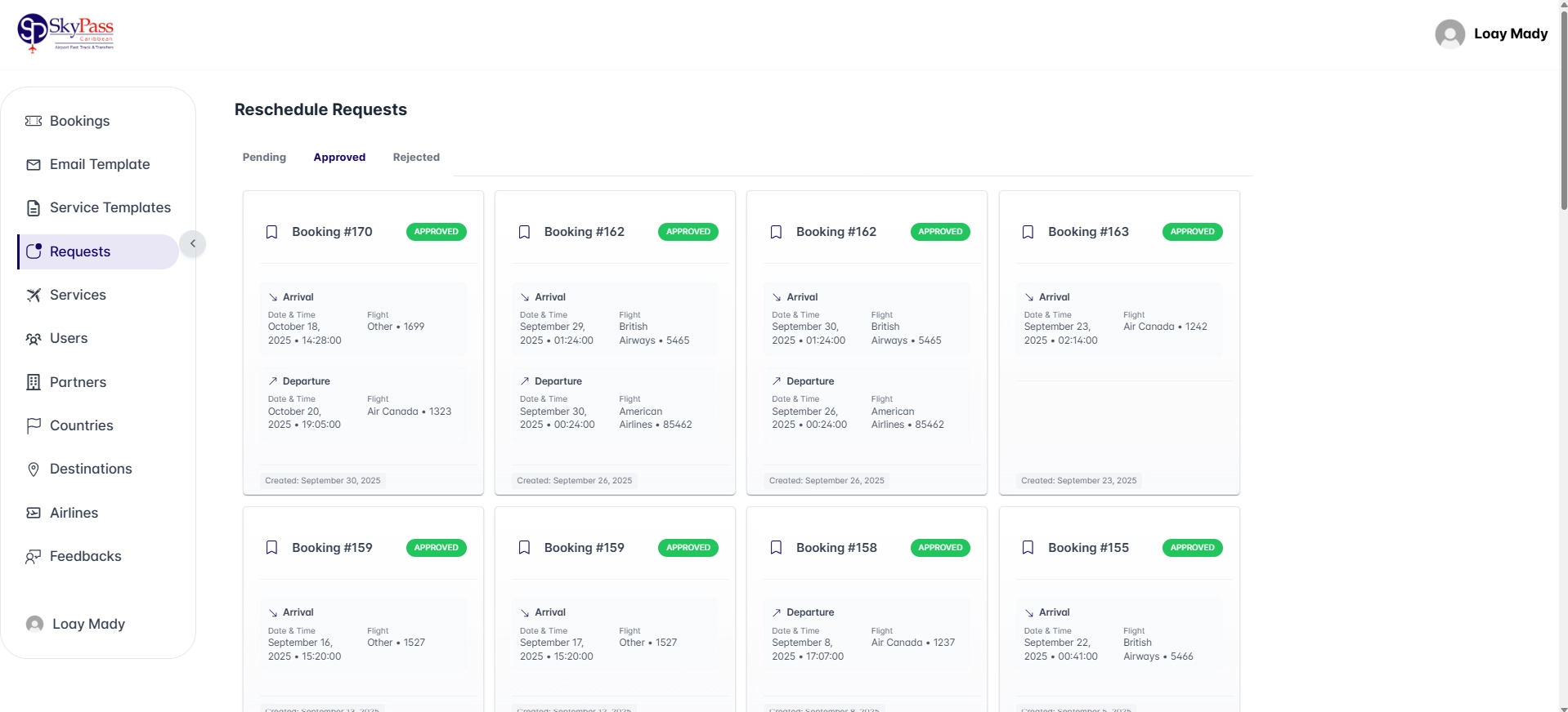 Reschedule Requests Management - Admin Dashboard