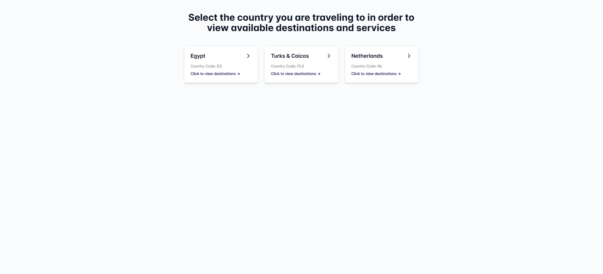 Step 1: Country Selection
