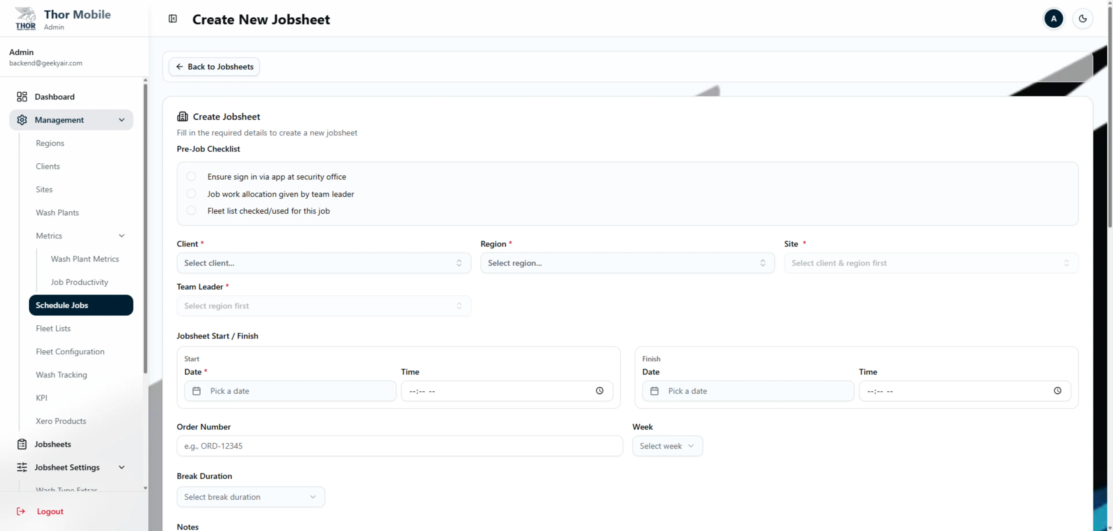 Create Jobsheet